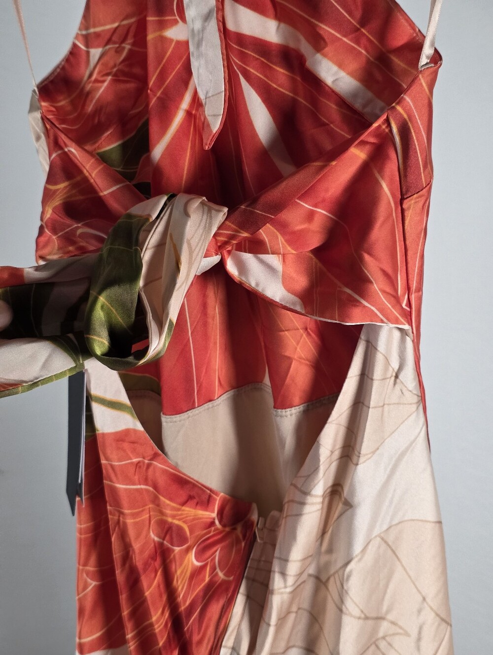 Seni & Cade NWT Floral Halter Maxi Dress Peach Red Green Size XL Events - Picture 11 of 12